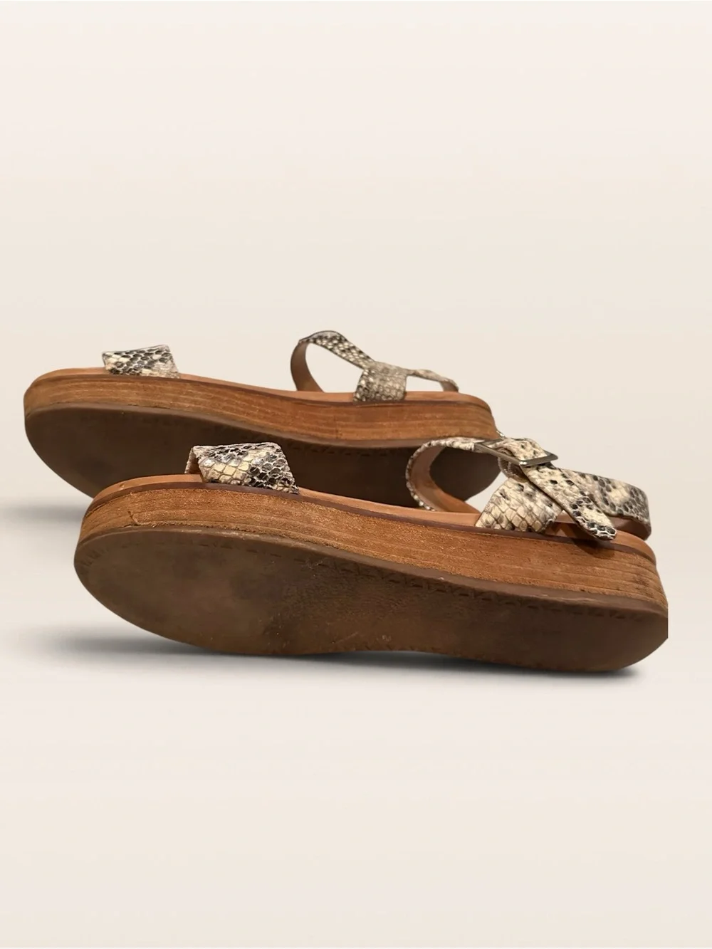 Steve Madden Aida Snake Print Leather Flatform Sandals Size 9M